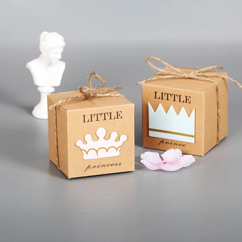 10 шт. Подарочный пакет для принца и Принцессы, коробка для вечеринки, Душа ребенка, Бумажные коробки для шоколада, упаковка/Свадебные сувениры, коробки конфет