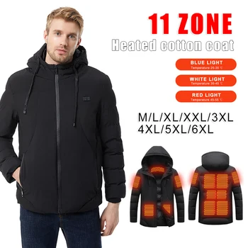 11 Зон нагрева Куртка с электрическим подогревом, Двойное управление, Толстая теплая одежда, куртка С трехскоростным зимним теплым пальто Унисекс 2022