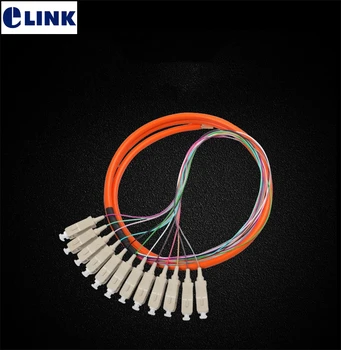 12 ядер цветных SC-косичек 1.5mtr SM оптическое волокно 62.5/125um 50/125um кабель ftth пучок косичек 12 портов наконечник класса A ELINK