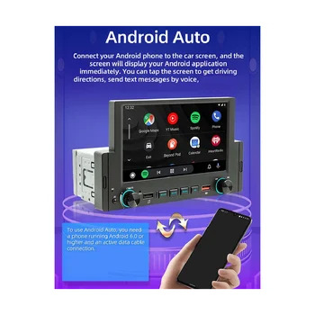 1Din 6,2-дюймовый экран CarPlay Android-Автомагнитола Стерео Bluetooth MP5 Плеер 2USB FM-приемник Аудиосистема Хост