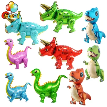 1шт 3D воздушные шары из фольги с динозавром, стоящие трицератопсы, Красный дракон, Украшения для дня рождения, вечерние принадлежности для мальчиков, детские игрушки, гелиевые шары