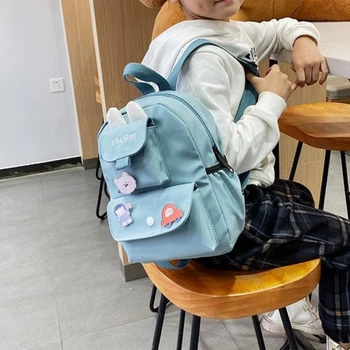 2022 Новые детские школьные сумки С Милыми заячьими ушками, однотонный Рюкзак на молнии для мальчиков и девочек
