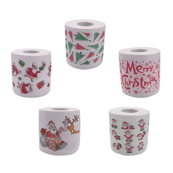 5 стилей Рулона бумаги Санта-Клауса, салфеток, полотенец, Рождественских украшений, Туалетной бумаги для офиса Санта-Клауса, 5 рулонов
