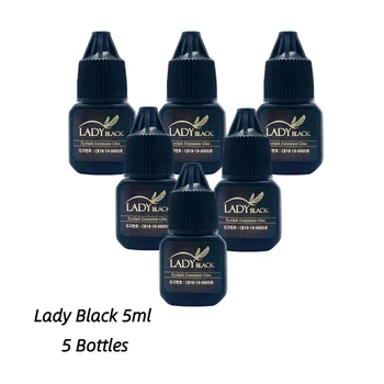 5 шт. Клей для наращивания ресниц Korea Lady Black 5 мл с оригинальными пакетами Клей для ресниц с низким раздражением для чувствительной кожи