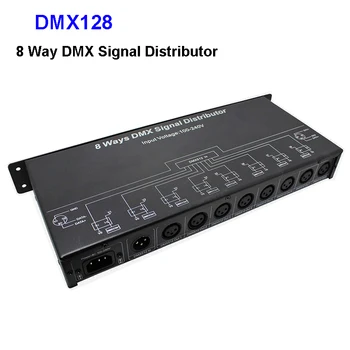 AC 110V ~ 220V DMX128 8-канальный DMX контроллер/усилитель/разветвитель/повторитель сигнала DMX/8 выходных портов распределитель сигнала DMX