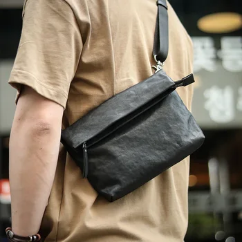 AETOO Простая сумка для мобильного телефона через плечо для поездок на работу, мужская кожаная мини-маленькая сумка senior sense из воловьей кожи, сумка для прогулок на плечо b