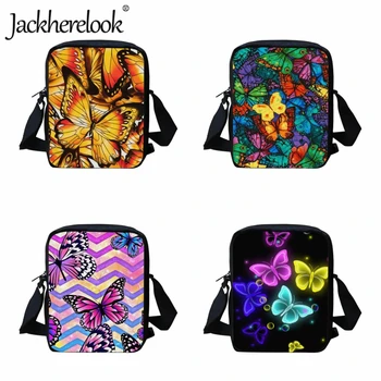Jackherelook Красочная сумка через плечо с рисунком бабочки для детей, школьные сумки, сумка-мессенджер для девочек, Повседневная дорожная сумка через плечо