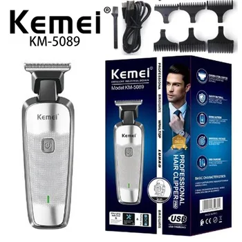 Kemei Km-5089 Высококачественный светодиодный цифровой дисплей, Перезаряжаемый Электрический Триммер для волос на теле, Профессиональная Машинка для стрижки волос