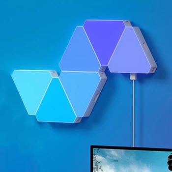 RGB WIFI приложение Bluetooth, светодиодный треугольный светильник в помещении, Настенные светильники для компьютерной игры, Украшение спальни, светодиодный квантовый ночник