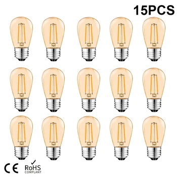 S14 Винтажная светодиодная Лампа Накаливания E27 2 Вт Янтарная Пластиковая светодиодная лампа ST45 Теплый Белый 2700K Edison Light Лампа IP44 Для Струнного Освещения