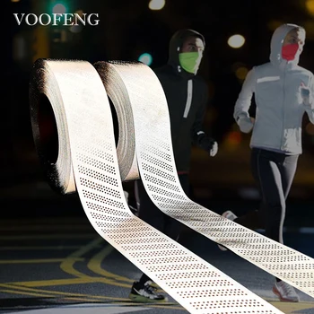 VOOFENG Перфорированная Светоотражающая ткань Высокой Интенсивности из 100% полиэстера, пришитая к Защитной одежде, Предупреждающая лента для сумки CapRS-922-CK