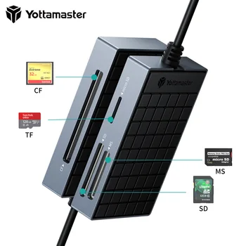 Yottamaster Hypercube 4 в 1 Устройство чтения карт памяти USBC SD TF CF MS Multiport Card Adapte Совместимо с Windows Mac OS