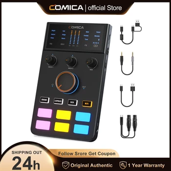 Аудиоинтерфейс Comica ADCaster C1, Bluetooth-соединение для потоковой передачи/игр/подкастинга, Звуковая карта для iMac iPhone Android
