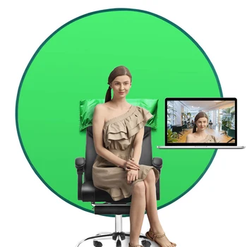 Веб-камера с зеленым экраном, Переносной Фон для стула с зеленым экраном, Складной Хромакей зеленого цвета для видеоконференций/чатов