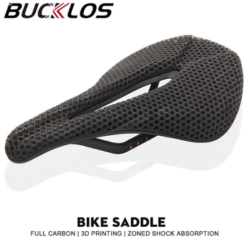 Велосипедное Карбоновое Седло BUCKLOS, Сверхлегкая Подушка для Велосипедного Сиденья с 3D Принтом, Полое Дышащее Дорожное Седло для Горного Велосипеда MTB DH BMX