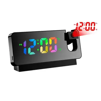 Вращение на 180 ° СВЕТОДИОДНЫЙ Цифровой Проекционный Будильник USB Электронный Потолочный Проектор Будильник для Спальни Прикроватные Настольные Часы