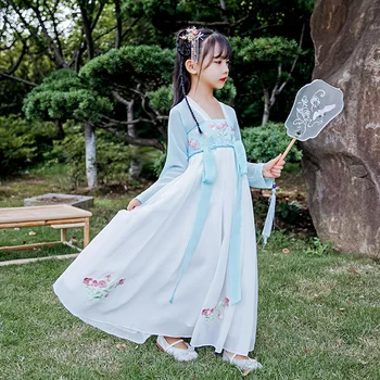 Детская Сказочная одежда в китайском стиле на весну и лето для выступлений в античном стиле для детей, традиционные платья для косплея, одежда Hanfu