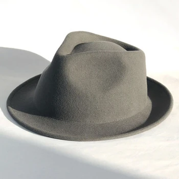 Джазовая Фетровая шляпа Фетровая шерстяная кепка для Мужчин и женщин, Уличная одежда, Джентльменская музыка, осень-зима, ретро шляпа-трильби