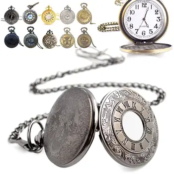Для женщин с ожерельем, кварцевыми карманными часами-брелками в стиле стимпанк, карманными часами