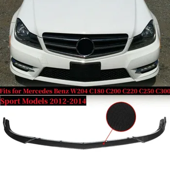 Защита спойлера для переднего бампера автомобиля для Mercedes Benz W204 C200 C250 C300 Sport 2012-2014 (глянцевый черный карбоновый