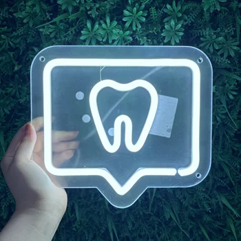 Зубы Логотип USB Неоновая Вывеска Зуб Светодиодный Неоновый свет Офис Стоматолога Настенный Декор Окна Приветственная Вывеска