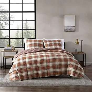 - Комплект стеганого одеяла, сменное постельное белье из Альт-пуха с соответствующими вставками, Дышащий Домашний декор для всех (Edgewood Red / Beige, Queen)