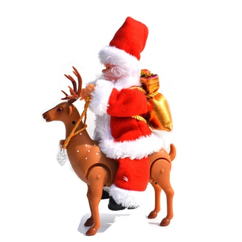 Креативный Санта-Клаус Верхом на Лосе, Забавная Электрическая Игрушка с Играющей Музыкой, Идеальная Рождественская Кукла Для Детей, Подарок На Рождество, Домашний Декор