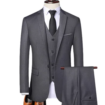 (Куртка + жилет + брюки) Роскошные Классические мужские костюмы, приталенная свадебная одежда для жениха, Мужской деловой повседневный костюм из 3 предметов, Брюки, костюм джентльмена