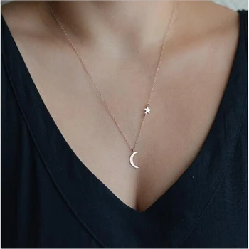 Модное Серебряное ожерелье с подвеской в виде Луны для женщин, простая цепочка на Ключицу, шейный воротник, ювелирные изделия, подарки