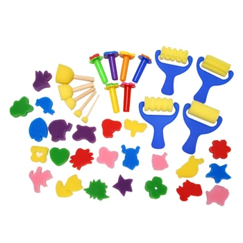 Набор кистей для раннего обучения с мини-Губкой в виде Цветка, набор кистей для рукоделия для детей, Доставка по FBA