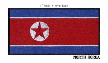 Нашивка с флагом Северной Кореи шириной 3 дюйма для вышивки утюгом на нашивке/аппликации с вышивкой железом/Красная звезда