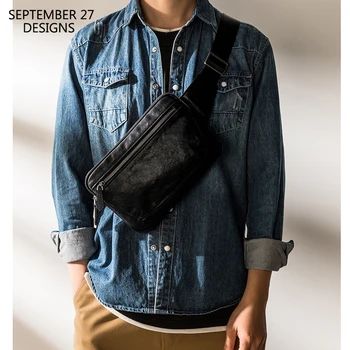 Новая модная мужская нагрудная сумка из натуральной кожи, многофункциональная сумка-мессенджер через плечо, сумка для хранения из воловьей кожи, повседневные сумки
