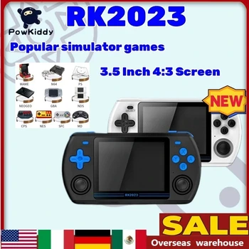 Новый POWKIDDY RK2023 3,5 Дюймов 4:3 IPS Экран Ретро Портативная Игровая консоль RK3566 Чип Двойной Динамик Стерео Детский Подарок