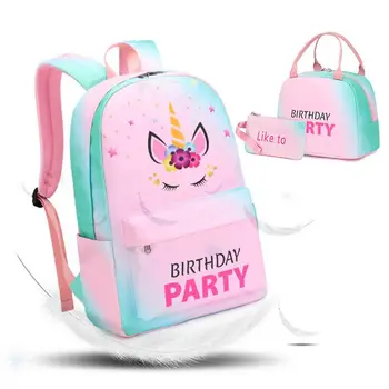 Новый рюкзак для детей, школьный рюкзак для девочек с коробкой для ланча, набор сумок для книг для девочек-подростков, детский водонепроницаемый школьный рюкзак