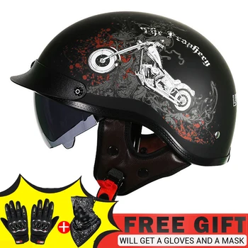 Одобренный BSDDP DOT Ретро Мотоциклетный шлем, Мото-шлем, Скутер, Винтажный байкер с половиной лица, мото-шлем для мотоциклистов, каско, Мото