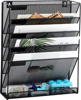 Органайзер для файлов Сетчатый 5-уровневый черный подвесной Органайзер для файлов Вертикальный держатель для офиса дома
