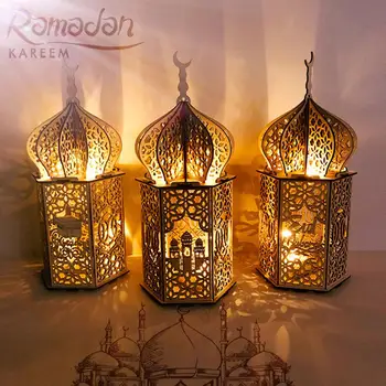 Орнамент в форме дерева Декоративные светодиодные поделки Праздничные принадлежности для мусульманского фестиваля Рамадан Ид Мубарак Украшения