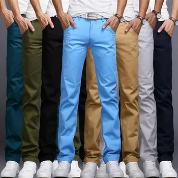 Осень 2023, мужские повседневные прямые брюки, молодежные облегающие однотонные брюки