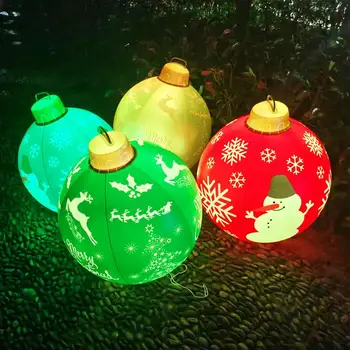 Открытый Рождественский Надувной Декоративный шар со светом 60 см, Гигантский Рождественский шар, Елка, Светящийся светодиодный Рождественский шар, Праздник 2023