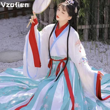 Платье Hanfu, древнекитайский танцевальный костюм Феи, вышивка, Традиционный костюм Тан, Национальный костюм принцессы Династии Хань, Косплей