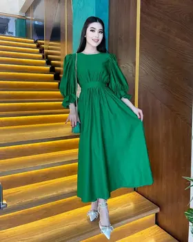 Платья для официальных мероприятий, зеленые женские платья для выпускного вечера в Саудовской Аравии с длинными рукавами, вечерние платья длиной до чая