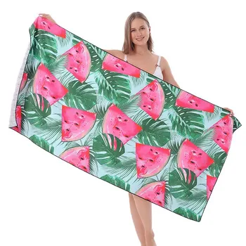 Пляжное полотенце с Арбузом-Кемпинговое полотенце из микрофибры без песка, быстросохнущее Водопоглощающее Банное полотенце, праздничный подарок для девочек, женщин