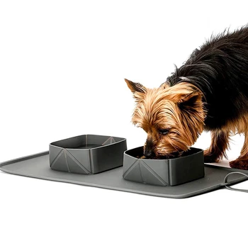 Портативная миска для домашних животных, Складная Силиконовая миска для собак и кошек, Миска для воды и еды, Складные двойные миски для воды для собак
