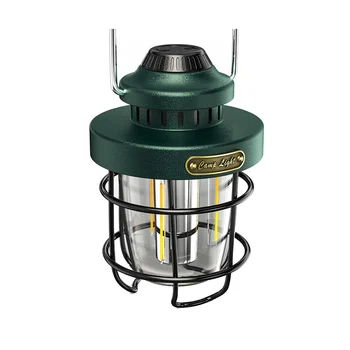 Портативный Фонарь для кемпинга в стиле Ретро, Винтажный фонарь для освещения палатки, USB Перезаряжаемая светодиодная лампа, Подвесной Аварийный светильник зеленого цвета