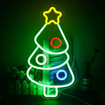 Рождественская елка Неоновые световые вывески Рождественский фестиваль с питанием от USB Светодиодный неоновый свет Настенный декор Неоновая вывеска для оформления вечеринки в комнате