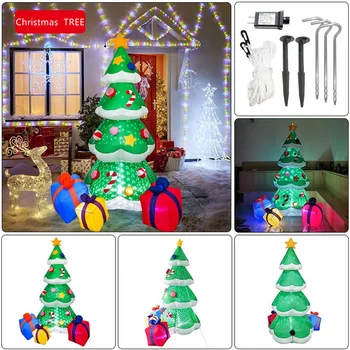 Рождественские украшения, наружные фонари, Надувная елка, подарок, Надувные игрушки с подсветкой Для дома, двора, сада, Декорации, Ландшафтная лампа