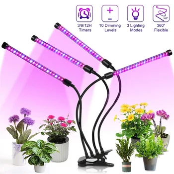 Светодиодная лампа для выращивания растений с таймером, Фитолампа для растений, полный спектр USB-лампы для выращивания с управлением для комнатных растений, овощных посадок