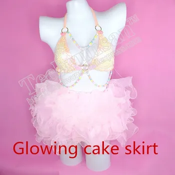 Светодиодное платье принцессы для косплея, светильник для активного отдыха, платье для торта, костюм для сценического макияжа, супер короткая юбка для красоты для девочек-кроликов