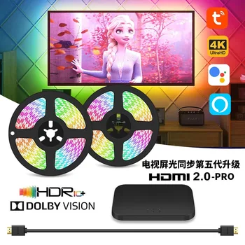 Светодиодные ленты для устройств HDMI, USB RGB Лента, Синхронизация цвета экрана, Комплект светодиодных Ламп Для Alexa/Google/TVs Box, Подсветка Окружающего ТВ ПК