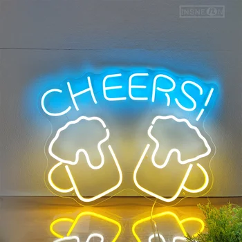 Светодиодные неоновые вывески в форме пива Cheers, неоновый светильник для бара, магазина, Дня рождения, деловой вечеринки, паба, декоративного эстетического оформления